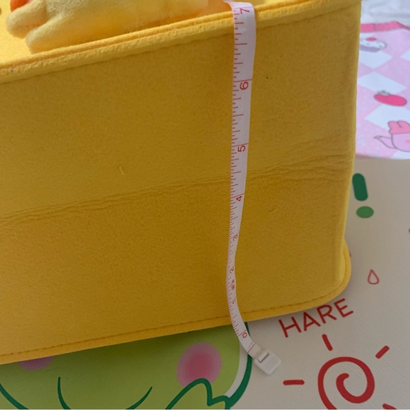 Storage Bin Design Purse with Giraffe Plush Button and Pompoms - Picture 9 of 9